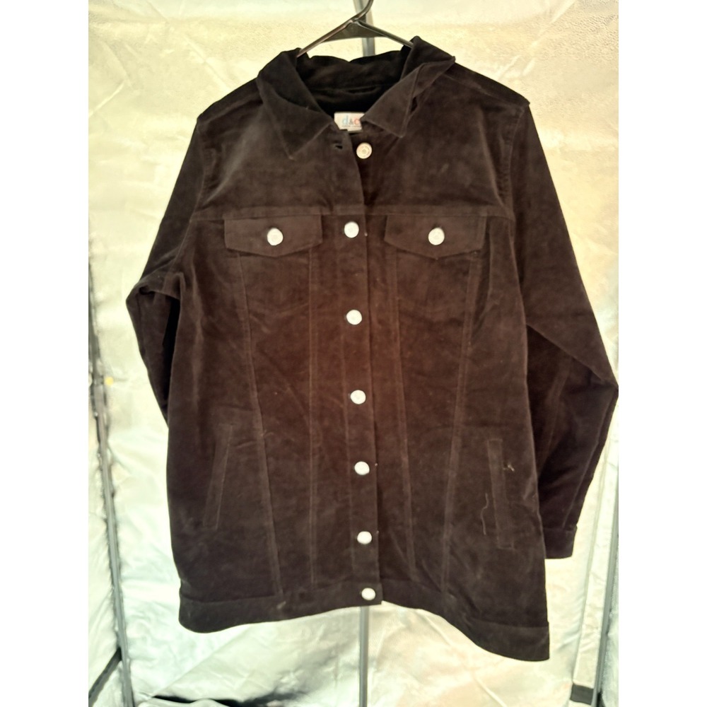 D & Co Black Brushed Denim Coat Sz M (0001)